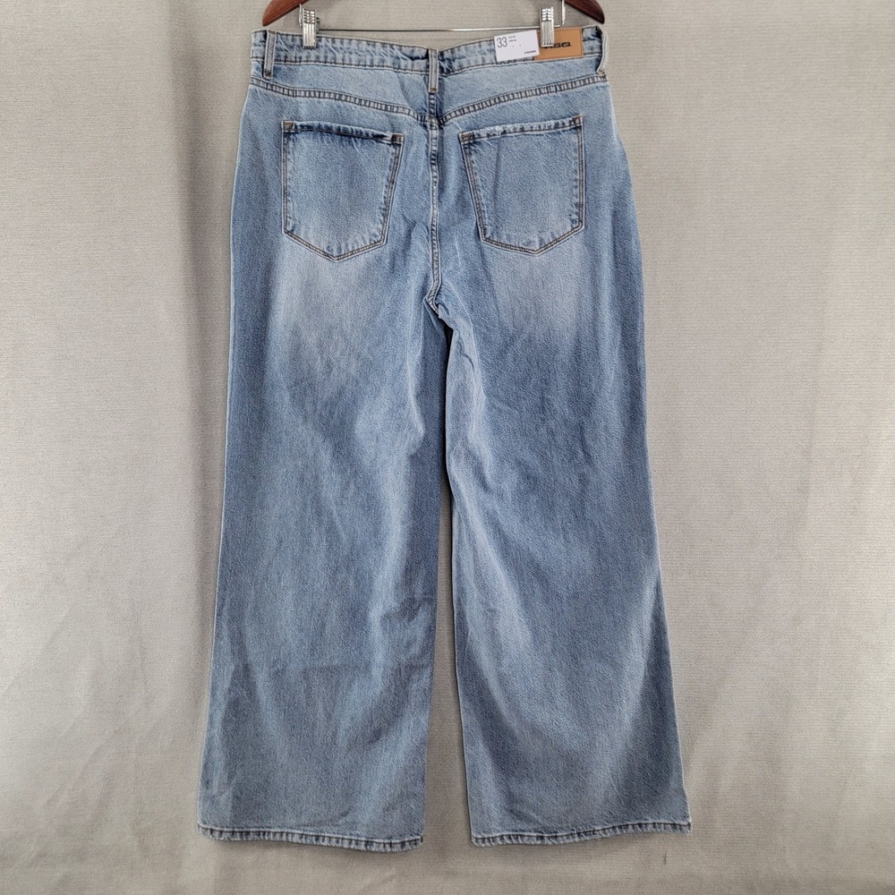 RSQ Baggy Wide Leg Jeans Relaxed Light Wash Low Rise NEW Womens 33 Denim - Picture 2 of 10